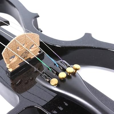 Vetimobato 16 Inch Silent Electric Viola Set- Solidwood Body with Ebony Fittings Metallic Coating Full Viola Set for Beginner Practice Professional Performance & Studio Recording (Black 4 String)