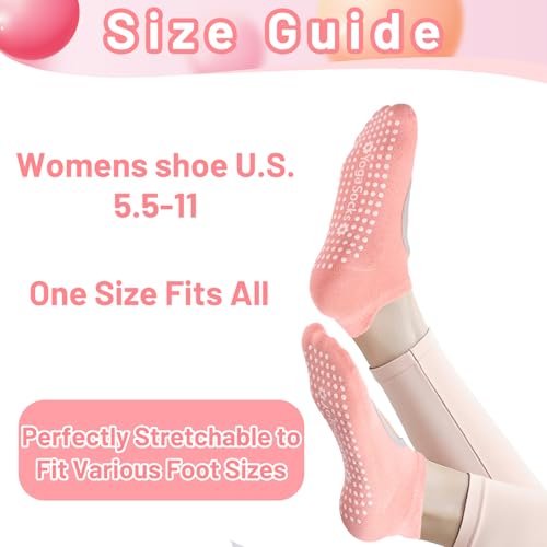 4 Pairs Grip Pilates Socks Ankle Grippy Socks Open Top Non-Slip Yoga Sock for Women Barre Hospital Workout Barefoot2