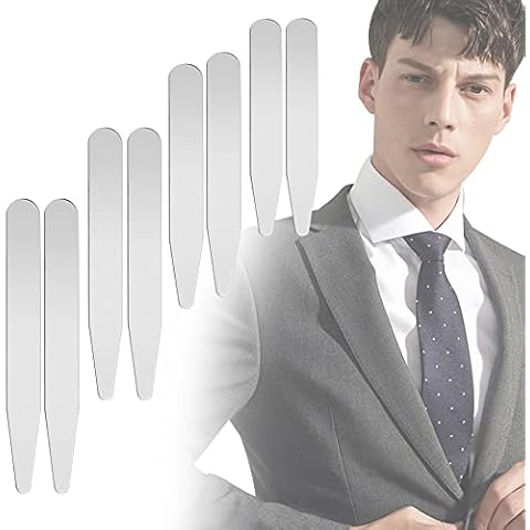 WANTOUTH 8 Stücke Kragenstäbchen Metall Hemdkragen Stäbchen Set 4 Größen Edelstahl Hemd Kragenstäbchen Kragen Stäbchen Silber Collar Stays Kragenstege für Herren Vater Ehemann Hemd Cover