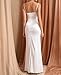 Womens Satin Elegant Weeding Guest Maxi Dress Bodycon Long Formal Cocktail Silk Dresses White