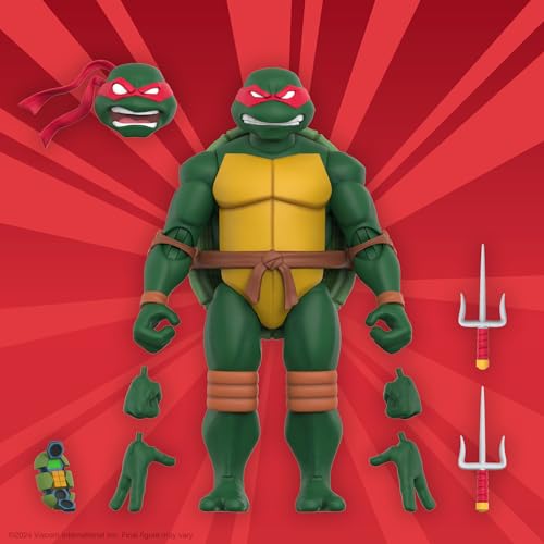 Image of Super7 ULTIMATES! Teenage Mutant Ninja Turtles Raphael - 7 inch TMNT Action Figure with Accessories Classic Cartoon Collectibles and Retro Toys