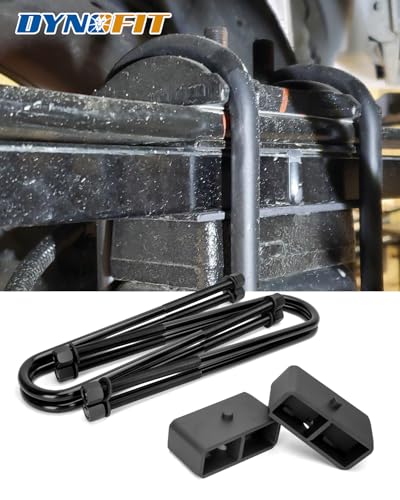 Image of Dynofit Rear Lift Kit 2 Inch for F250 F350 Super Duty (2011-2025), 2-Piece Lift Blocks & 4-Piece Axle Extended U Bolts (Round U-Bolts) Compatible with Ford F-250 F-350 SRW Suspension Leaf Spring