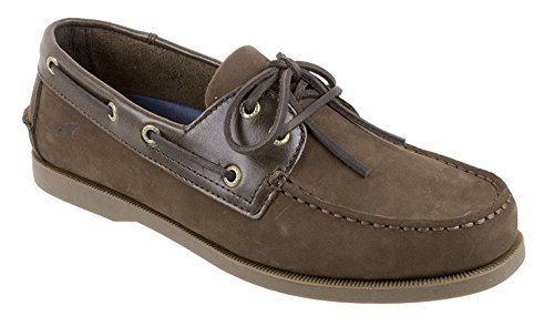 Rugged Shark Men's Classic Boat Shoes - Odor Control Technology Brown Two-tone 11 D M US