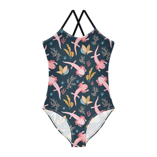 Girls Axolotl Swimsuit One Piece Bathing Suit Kids Swimming Suits Beach Swimwear 3-10T
