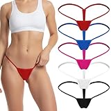 Telooco 5 Pack Micro Thongs for Women Sexy Low Rise G String Thongs Comfortable Stretch T-Back Panties Underwear (M) Multicolor