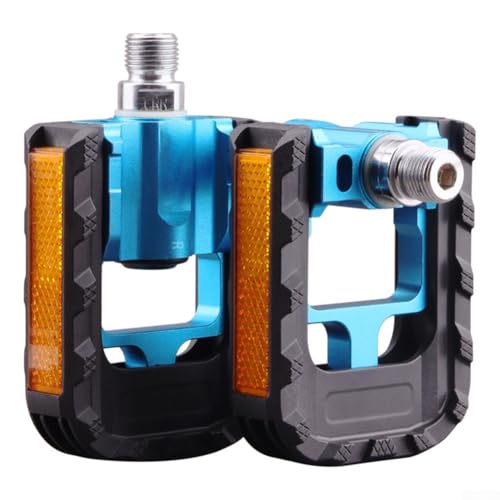 babominimer Faltbare Pedale, 9/16 Zoll, Aluminiumlegierung, Plattform mit versiegelten Lagern und reflektierenden Streifen, leichte, rutschfeste Klapppedale, kompatibel mit elektrischen Pedalen (blau)