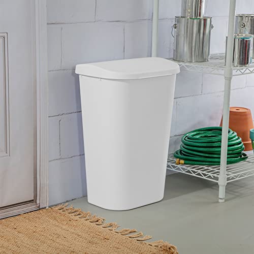 Sterilite 11.3 Gallon D Shape Flat Side Lift Top Lid Wastebasket Trash Can For Kitchen, Home Office, And Garage, Or Workspace, White (18 Pack) #TOP5