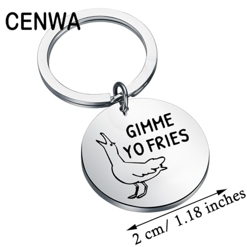CENWA Funny Seagull Gift Gimme Yo Fries Keychain Nature Bird Jewelry2