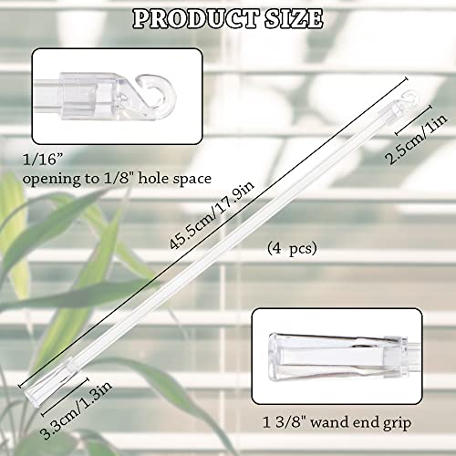 43,2 cm Blind-Neigungsstab mit Haken und Griff, Acryl Klar Blindstange Ersatz, Blindöffner Stick lang, vertikaler Jalousienstab Steuerteil Öffner Zubehör (4 Sets)