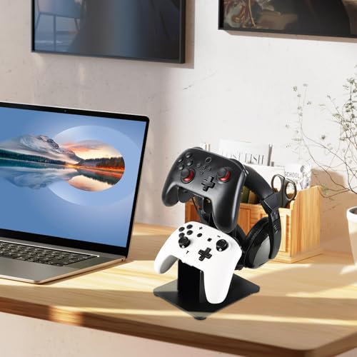 Image of Controller Holder 2 Tier, Controller and Headset Aluminum Stand for Gaming Desk, Stronger Snap-on Construction Hanger for All Universal Gaming PC Accessories