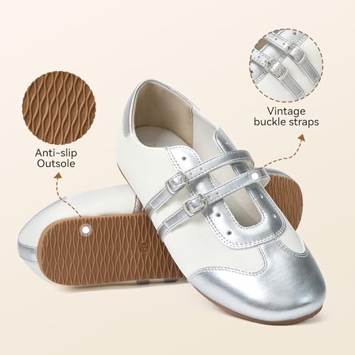 Image of BOSTANTEN Ballet Sneakers Mary Jane Flats for Women, Retro Trainer Style
