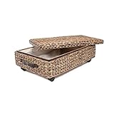 happimess BSK1006B Chett - Cubo de almacenamiento minimalista tejido a mano con ruedas y asas para almacenamiento y decoración en baño, color