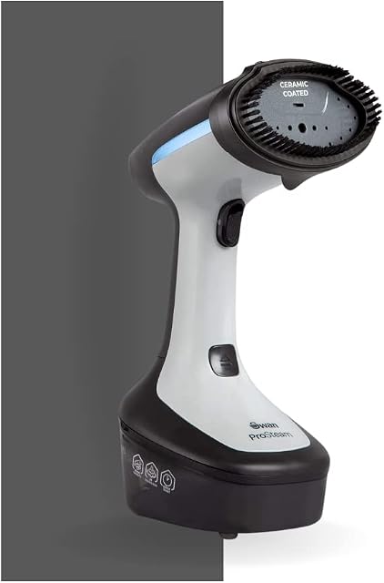 Swan Portable Garment Steamer, Lightweight, Jet Steam, Cloth Friendly Ceramic Coated Steam Panel, Removes Bacteria and Odours, 1500W, 300ml Water Tank, 25 g Steam Rate, SI12022N