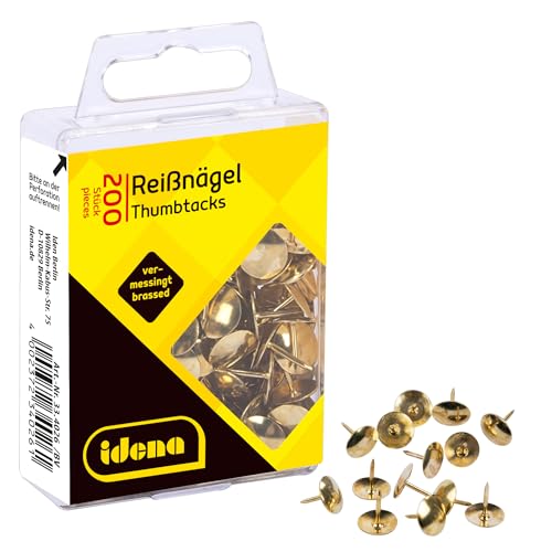 Idena 334026 - Reißnägel, 200 Stück, messingfarben Idena 334026 - Reißnägel, 200 Stück, messingfarben