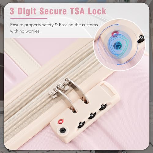 4 Piece Luggage Set Hardside Spinner Suitcase with TSA Lock | 20"+24"+28" Luggage & Cosmetic Case |Lightweight 6