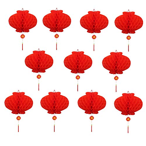 Veroda 10Stk Rot Laternen Segen Glück Chinesisches Neujahr Party Dekoration (10" (25cm)) Cover