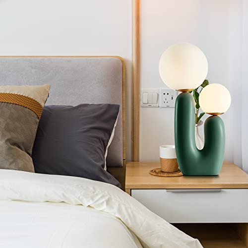 Arturesthome Nightstand Desk Lamp, Creative Nordic Living Room Bedside Bedroom Table Lamp With Light Bulbs, Green #TOP1