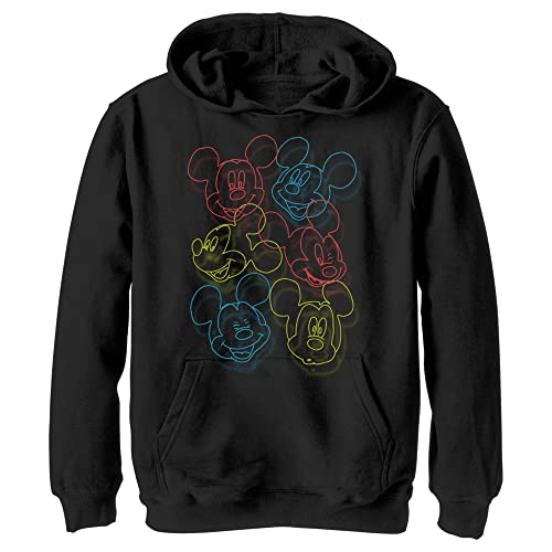 Pull à capuche Disney en polaire noir taille S pour garçon avec têtes néon