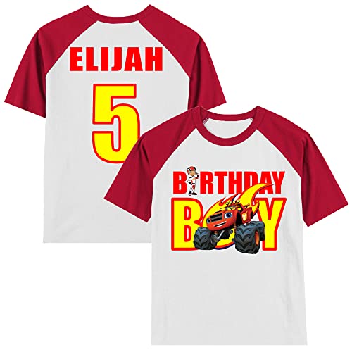 Personalized Blaze Monster Truck Birthday Shirt | Monster Truck | Personalized with Name and Age | Unisex Short Sleeve Raglan T-Shirt2