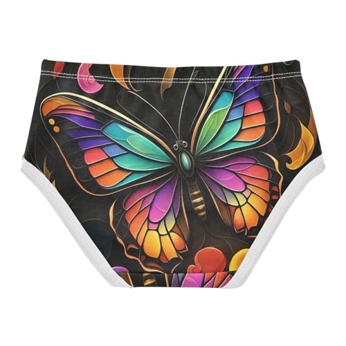 Abstract Colorful Butterflies Black Toddler Underwear Floral 2t Cotton Panties Little Girl Stylish Briefs Undies Kids2