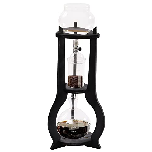 OUKANING Iced Coffee Cold Brew Drip Tower Coffee Maker, Cold Brew Maker, Grey, Ice Coffee Machine with Slow Drip Technology, Makes 6-8 cups, Ice Cold Brew Dripper Coffee Maker in Stainless Steel