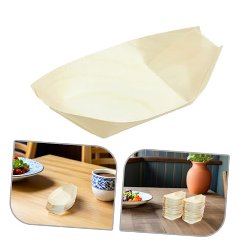 STOBAZA 200 placas de sushi de madera 13.5cm x 7.7cm miniatura 3