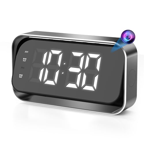 4K FHD Security Mini Camera Alarm Clock, 2.4G&5G WiFi Nanny Cam with Night Vision and Motion Detection Alert, Wide Angle Surveillance Camera for Pet Baby Monitoring, APP Remote Control by Mobile Phone