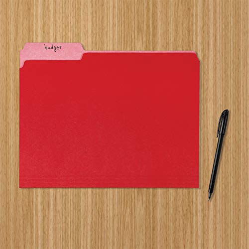 Amazon Basics File Folders, Letter Size, 1/3 Cut Tab, Red, 36-Pack #TOP4