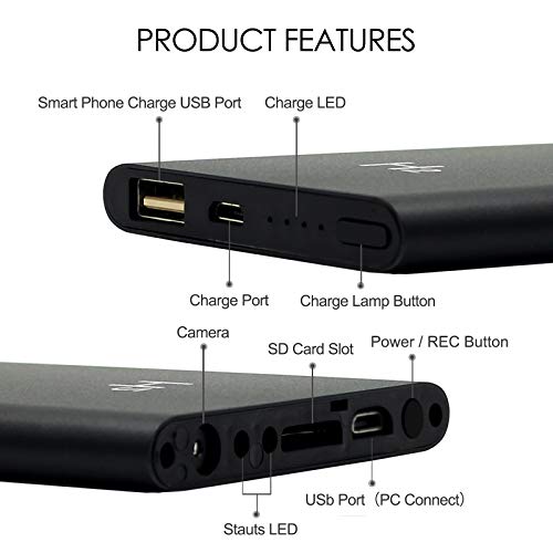 Camakt Hidden Camera, Hd 1080P 5000Mah Portable Digital Power Bank Spy Camera, Long Time Video Recording With Loop Recording Wireless Security Nanny Cam For Home And Office, No Wifi Function. #TOP6