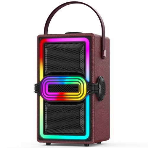 TAMPROAD Bocina Bluetooth, bocina inalámbrica de potencia máxima de 120 W con graves profundos, subwoofer portátil de sonido estéreo fuerte con espectáculo de luz LED para fiestas, exteriores, camping