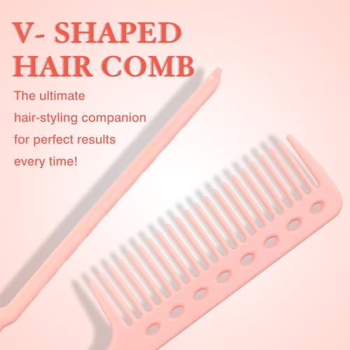 Peine alisador V para cabello 2 piezas color rosa miniatura 2