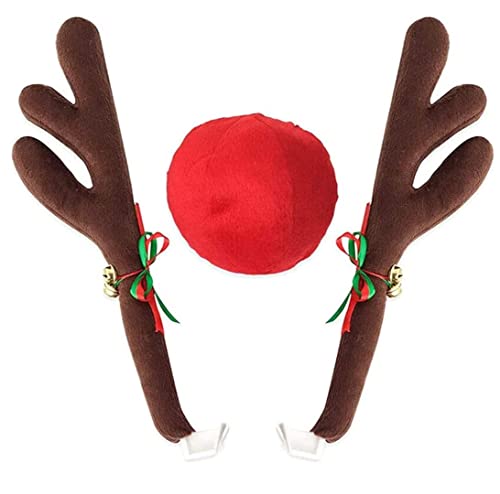 Rentier Auto Weihnachtsdeko, Weihnachtsdekor Auto Rentiergeweihe Rote...