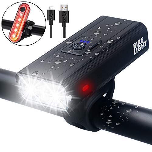 Avaspot Fahrradlicht Set, Neueste Modell USB Fahrradbeleuchtung Aufladbar Fahrradlampe, Wasserdicht Fahrrad Licht LED Rücklicht, StVZO Zugelassen Licht für mehr Sichtbarkeit und Schutz