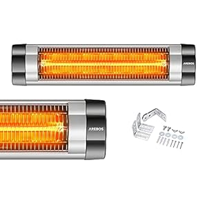 Arebos Infrarood warmtestraler | 2500 W | regelbare thermostaat | IP34 beschermingsgraad | Low-Glare-technologie…