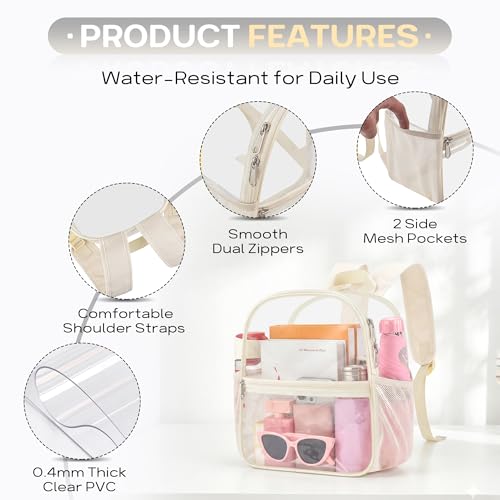 Image of Oraben Clear Backpack for Stadium Events, Clear Bag Stadium Approved | 12 x 6 x 11 inch Small Clear Backpack for Soccer Game, Concerts , Fast Security Check, Waterproof PVC