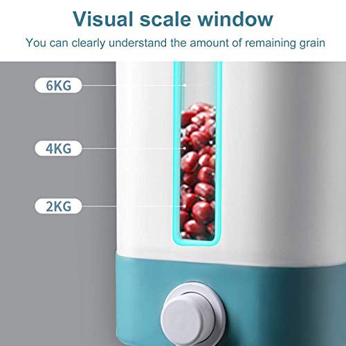 WWahuayuan 12KG Automatic Rice Storage Tank Airtight Food Storage Container Rice Bucket Rice Storage Box Food Grain Storage Container Household Rice Bucket with Lid and Measuring Cup (Blue) - Thumbnail 4