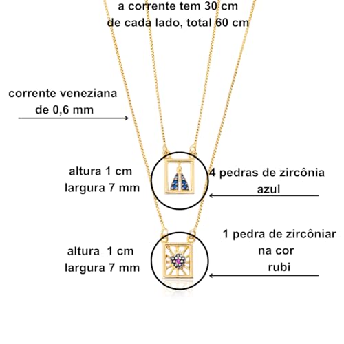 Escapulário feminino de Nossa Senhora Aparecida com pedras de zircônia Cravejada Banhado À Ouro 18k