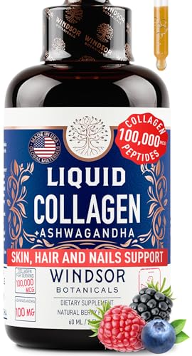 Liquid Collagen with Ashwagandha and L-Theanine - High Absorption 100,000