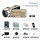 ORDRO Full HD 1080P 30MP Camcorder 18-facher Digitalzoom IR-Nachtsicht YouTube-Videokamera 3,0 Zoll 270° drehbarer Bildschirm mit 16 GB Karte und 2 Akkus Vlogging-Kamera (Gold)