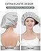 YIZIJIZI Triple Layer Reusable Waterproof Shower Cap for Women Large Terry Lined Hair Cap for Long Thick Hair Travel Bath Care Grey
