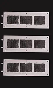 SAJ Stainless Steel Net 12.5 * 4.5 Inch Rectangular Ventilation Guard with Stainless Steel Net Air Hole Mosquito Guard/Air Hole Net White (Set of 3)