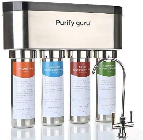 Stainless Steel Smart Reverse Osmosis Drinking Water Filter System, Tankless 400 GPD without Membrane