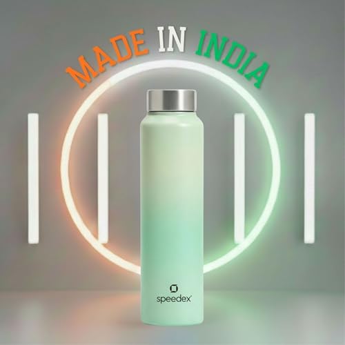 Image of Speedex Stainless Steel Water Bottle 1 Ltr, Leak Proof Screw Cap, BIS Approved 1000 ml Metal Bottle For Daily, Office, School, Gym, Travel Use for Men, Women, Kids, Adults, Dual Green, Set of 4