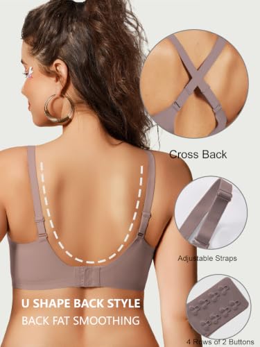 COCOMARTS Jelly Bras for Women No Underwire Deep V Bra Grey 3XL — view 3