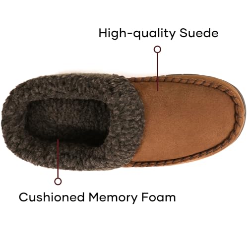 ULTRAIDEAS Men's Warm Fuzzy Moccasin Clog Slipper, Slip on Winter Comfy Indoor/Outdoor House Shoes(Camel, 13-14) - Thumbnail 3