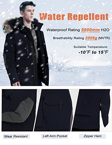 Image of HARD LAND Men's Down Parka Extreme Warm Winter Jacket With Real Fur Hood Short /Long