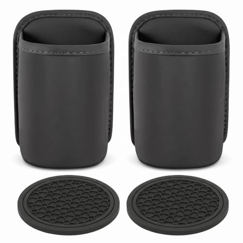 2Pcs Cup Holder For Car, Leather Black Car Door Cup Drink Holder