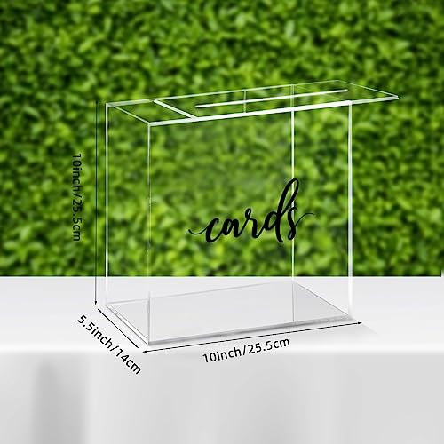 Image of Hooqict Clear Acrylic Wedding Card Box with Slot Large Blank Gift Card Boxes for Reception, Party, Wishing Well, Money Box Holder, Graduation Decorations, Baby Shower