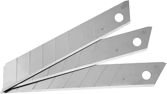 OLFA 18mm Heavy-Duty Snap-Off Blades (LB-10B) - Japanese Steel, 10 Blades | Japanese tool steel, 8 segments per blade, 10-pack, all 18mm - Heavy-duty construction - Contractors and Construction