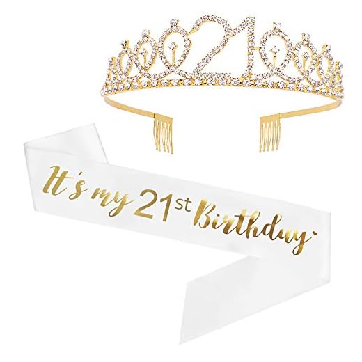 "It's My 21st Birthday" Sash & Rhinestone Tiara - 21st Birthday Sash Birthday Girl Sash Birthday Party Favours, Supplies and Decorations